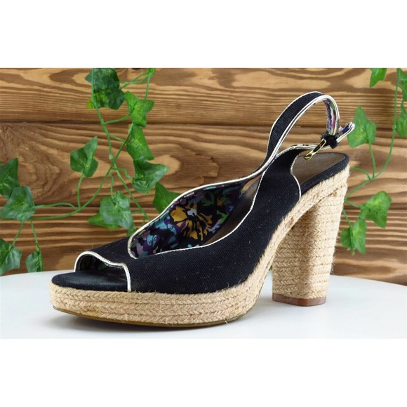 Tahari Sz 8 M‎ Black Slingback Fabric Women Sandals - Picture 1 of 7